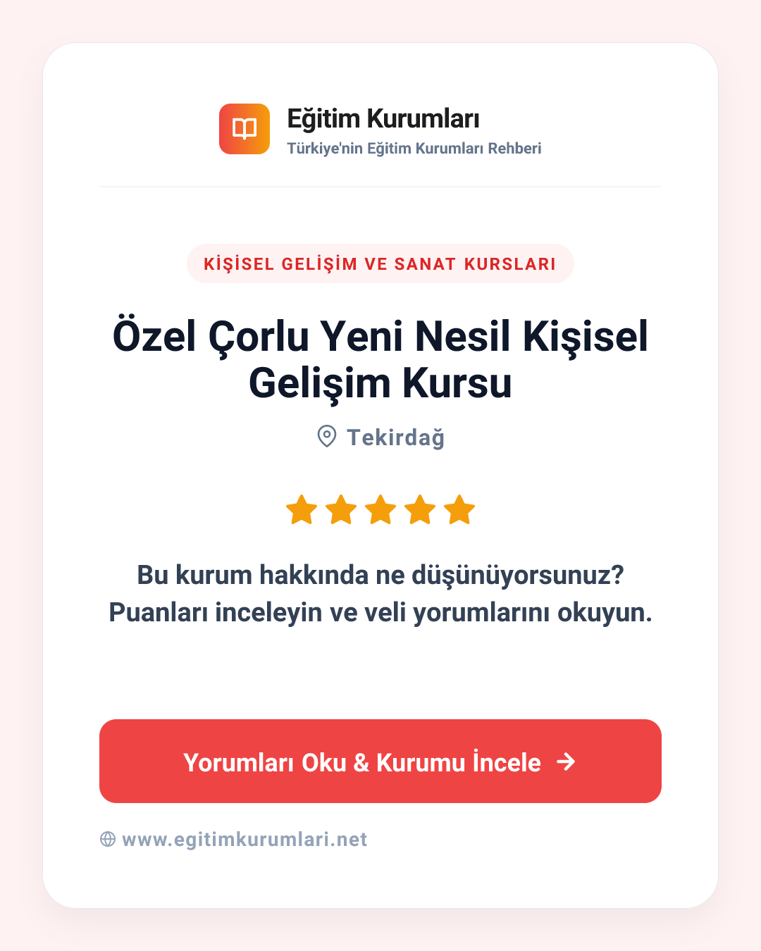 Özel Çorlu Yeni Nesil Kişisel Gelişim Kursu