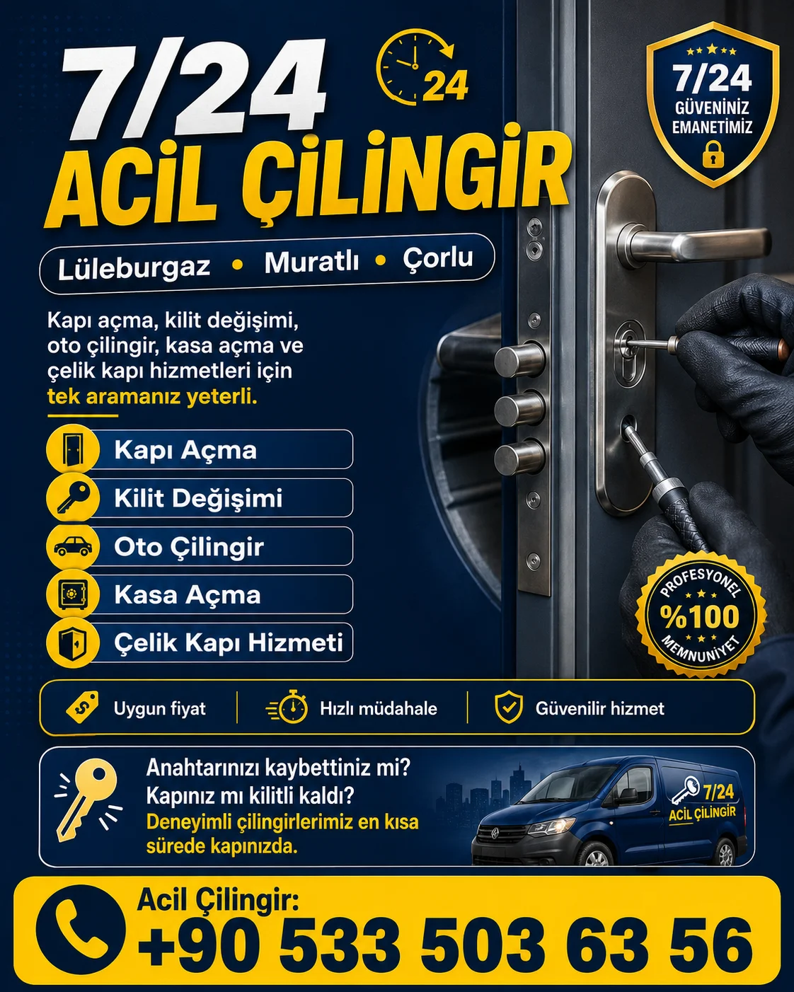 7/24 Acil Çilingir - Nöbetçi Çilingir